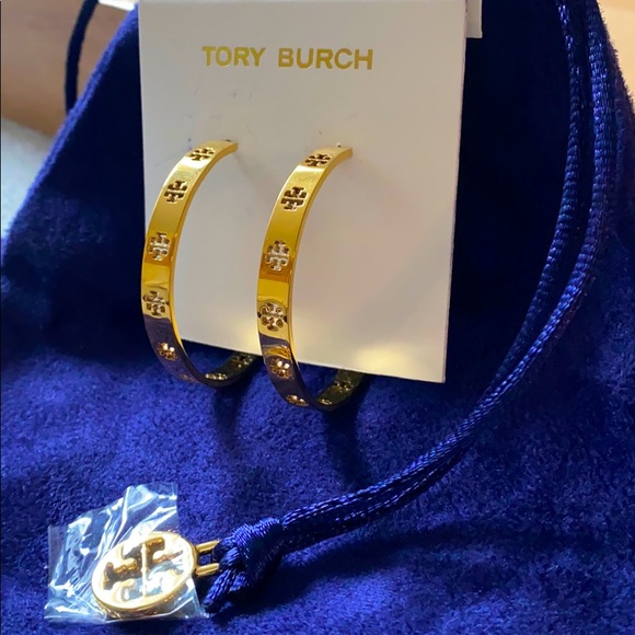 Tory Burch Pierced T Logo Hoop